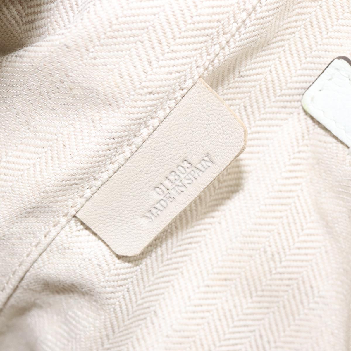 LOEWE Heritage Tote Bag Leather White Gold Auth kk436