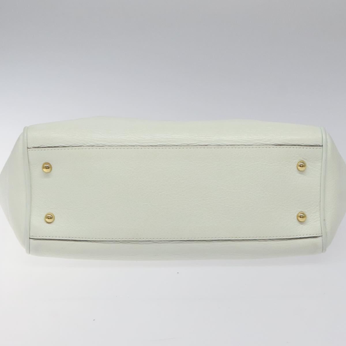 LOEWE Heritage Tote Bag Leather White Gold Auth kk436