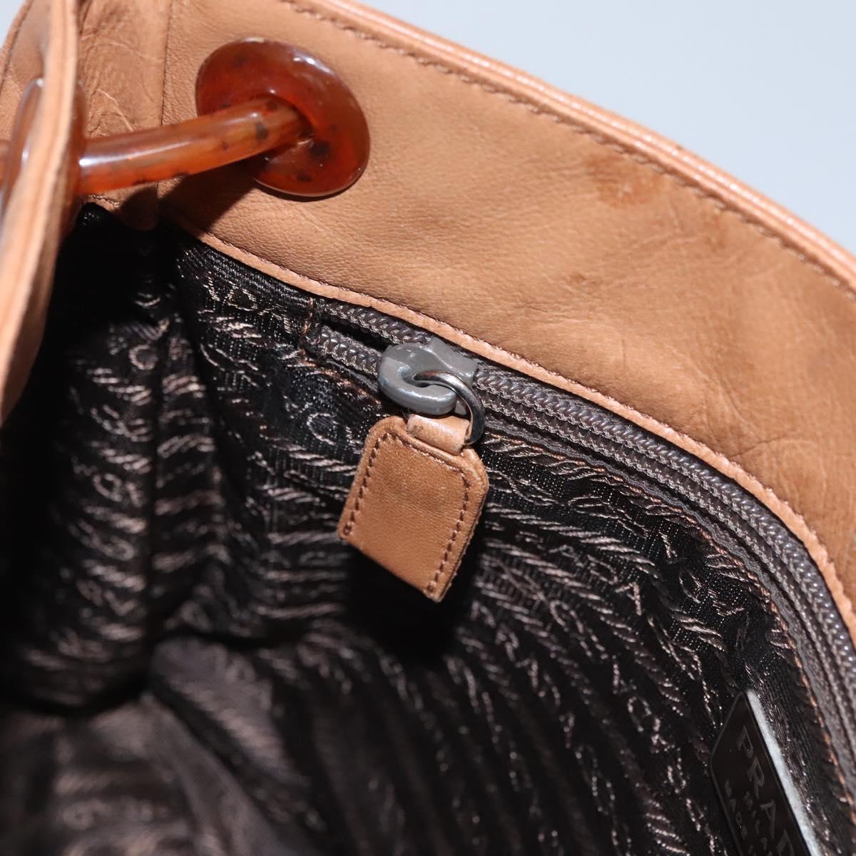 PRADA Shoulder Bag Leather Brown Auth kk437
