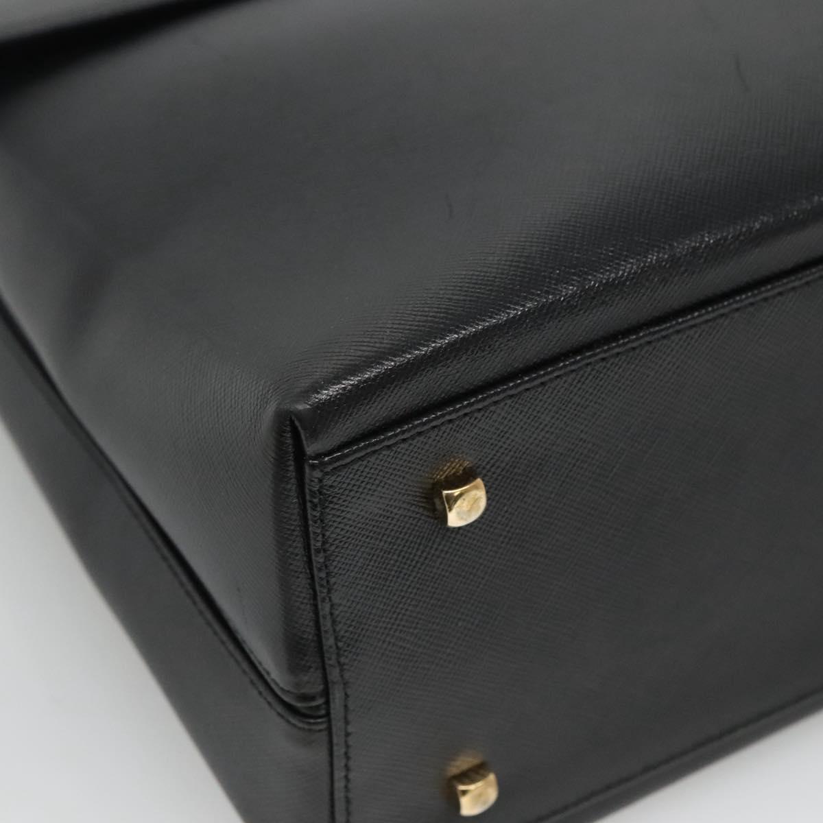 Salvatore Ferragamo Gancini Hand Bag Leather 2way Black Gold Auth kk442