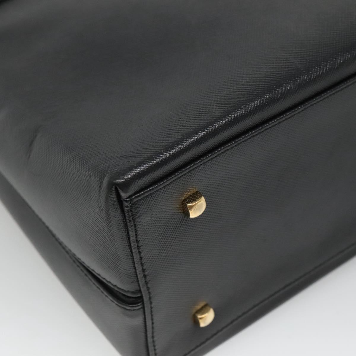 Salvatore Ferragamo Gancini Hand Bag Leather 2way Black Gold Auth kk442