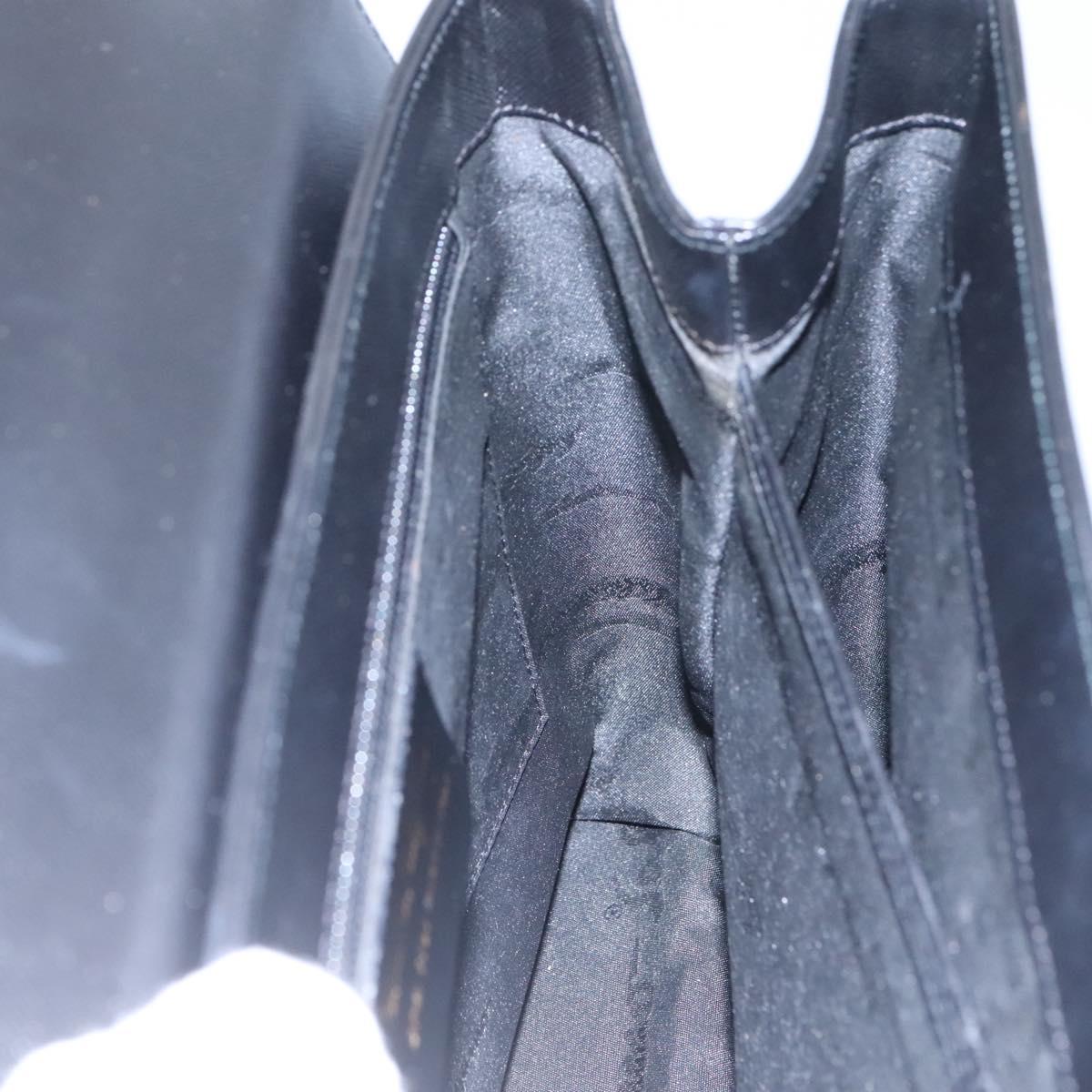 Salvatore Ferragamo Gancini Hand Bag Leather 2way Black Gold Auth kk442