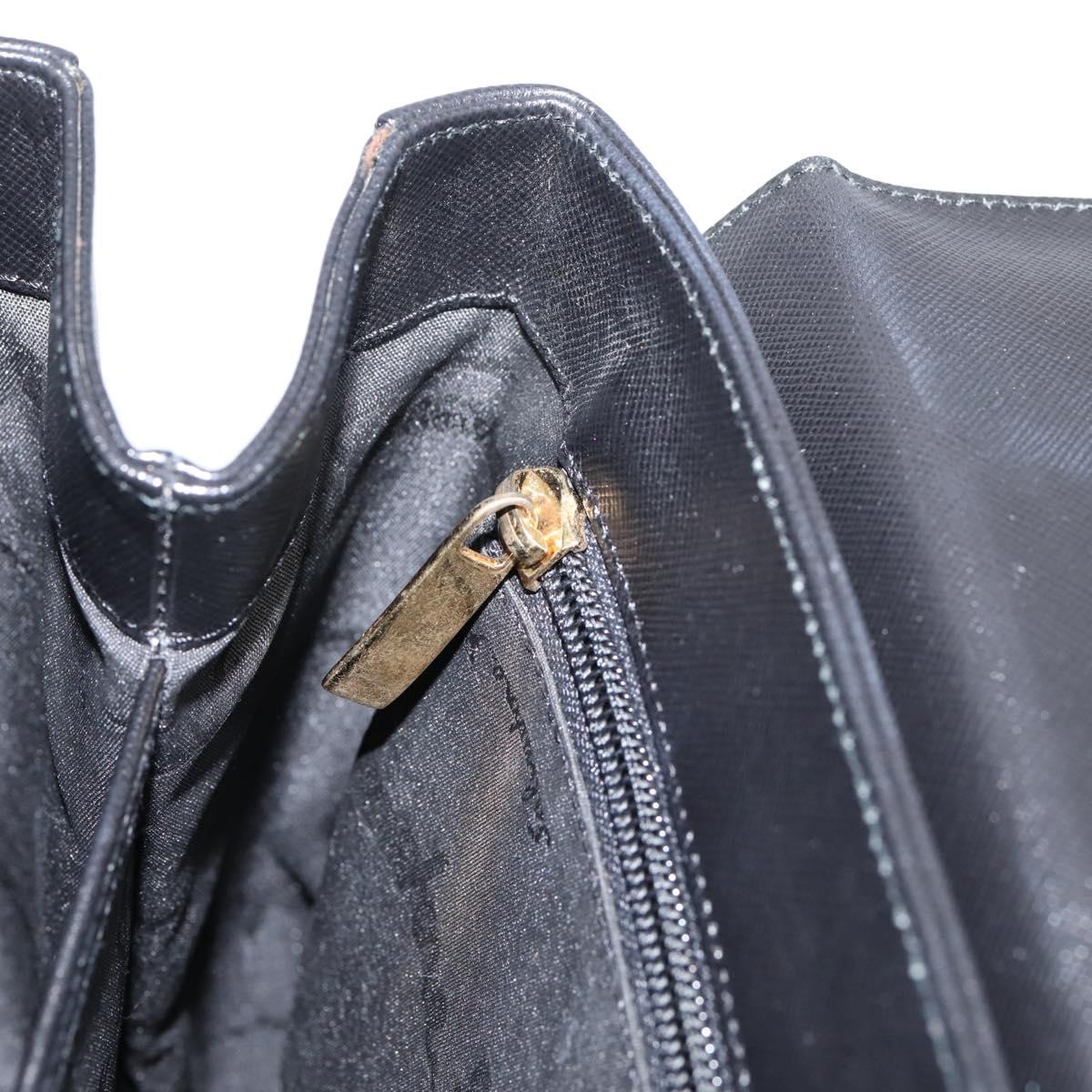 Salvatore Ferragamo Gancini Hand Bag Leather 2way Black Gold Auth kk442