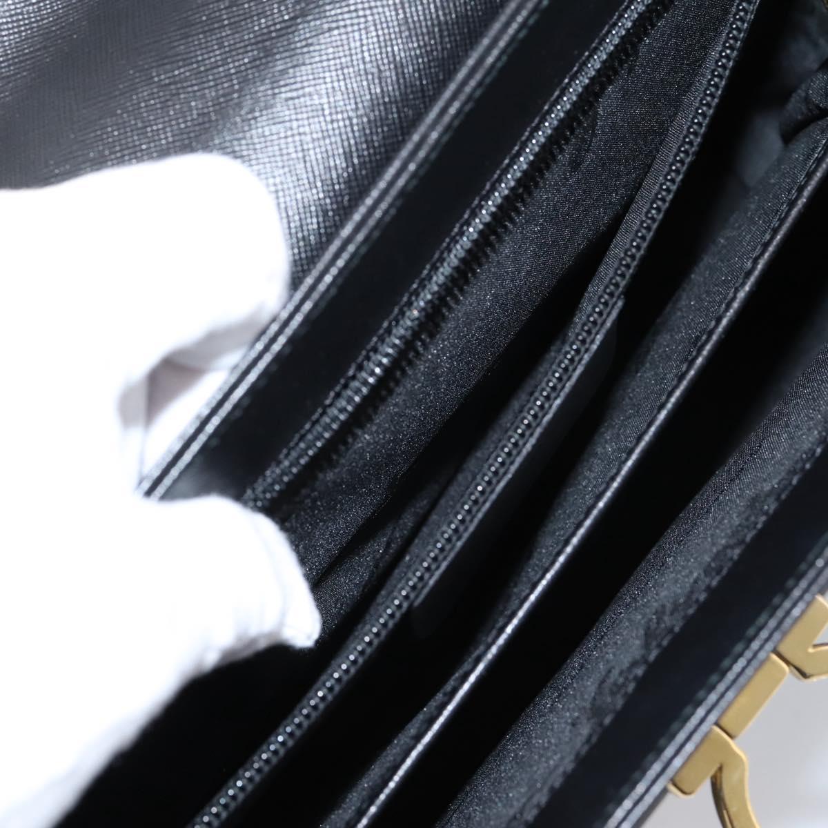 Salvatore Ferragamo Gancini Hand Bag Leather 2way Black Gold Auth kk442