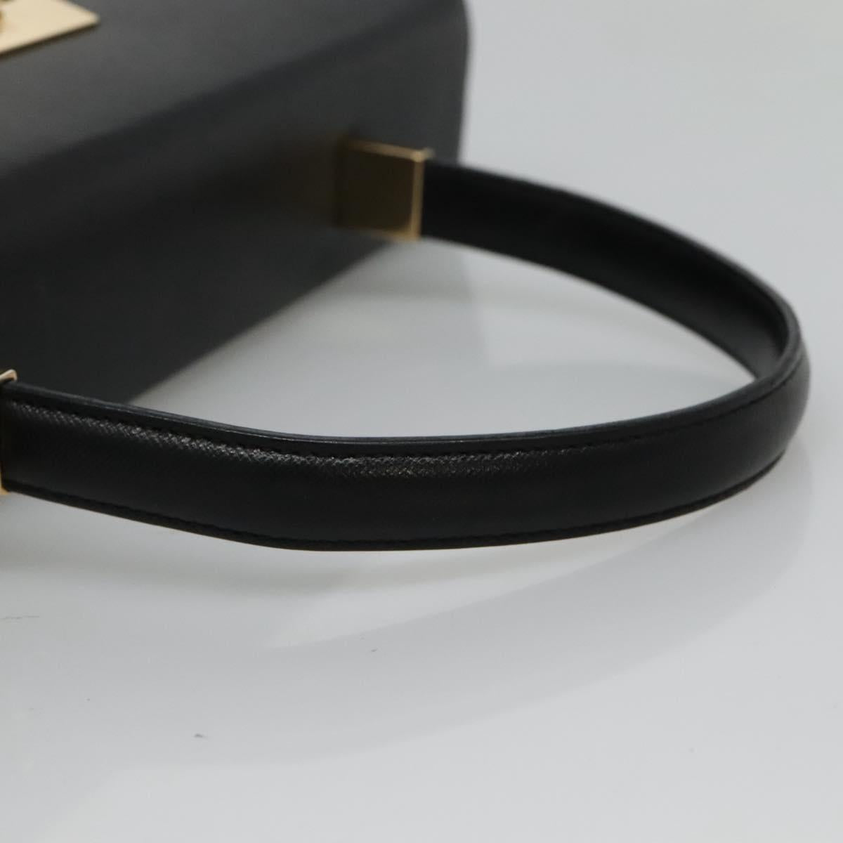 Salvatore Ferragamo Gancini Hand Bag Leather 2way Black Gold Auth kk442