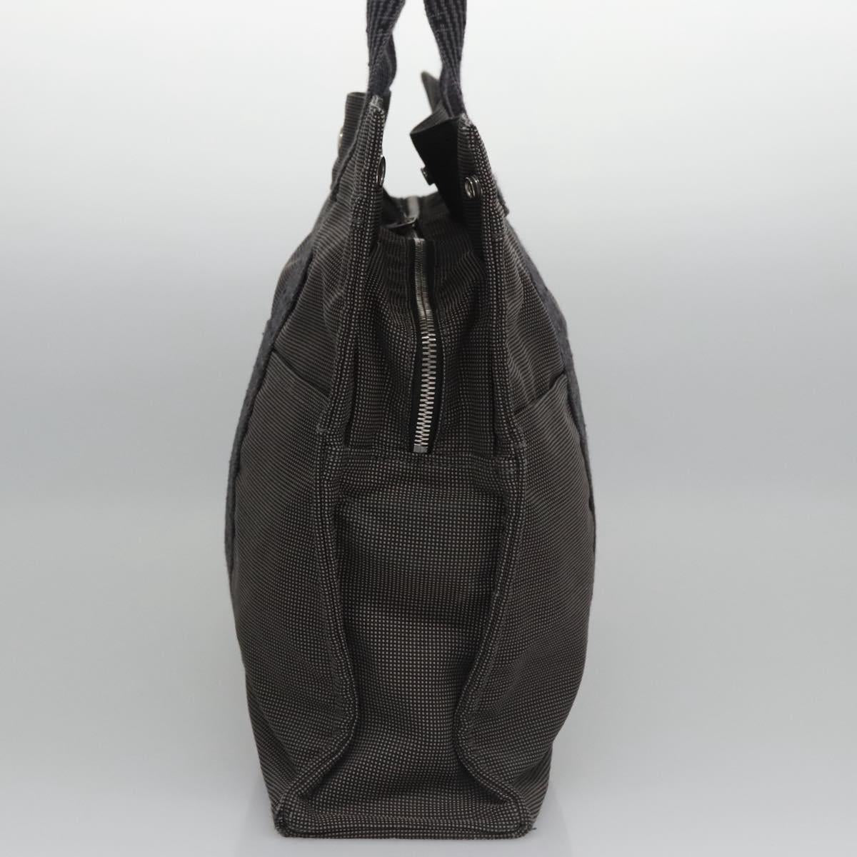 HERMES Her Line MM Tote Bag Canvas Gray Silver Auth kk445