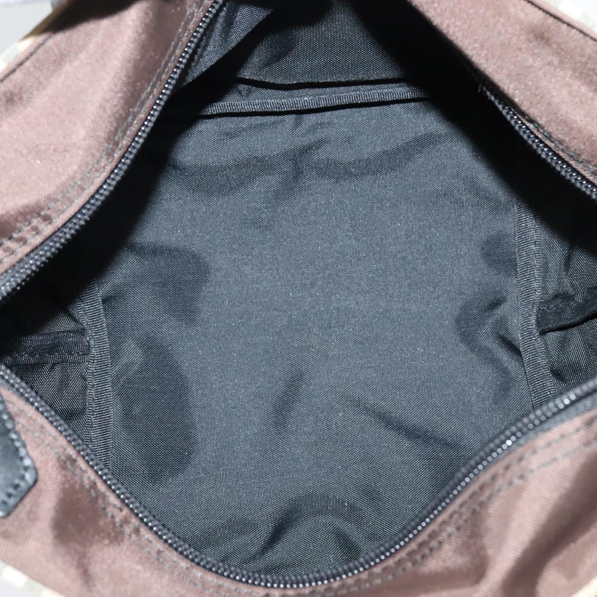 Burberrys Blue Label Hand Bag Nylon Beige Silver Auth kk459