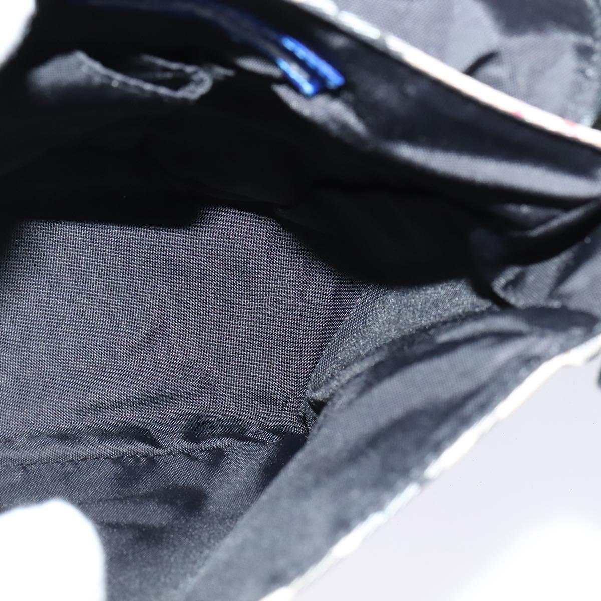 BURBERRY Nova Check Blue Label Shoulder Bag Nylon Beige Silver Auth kk460