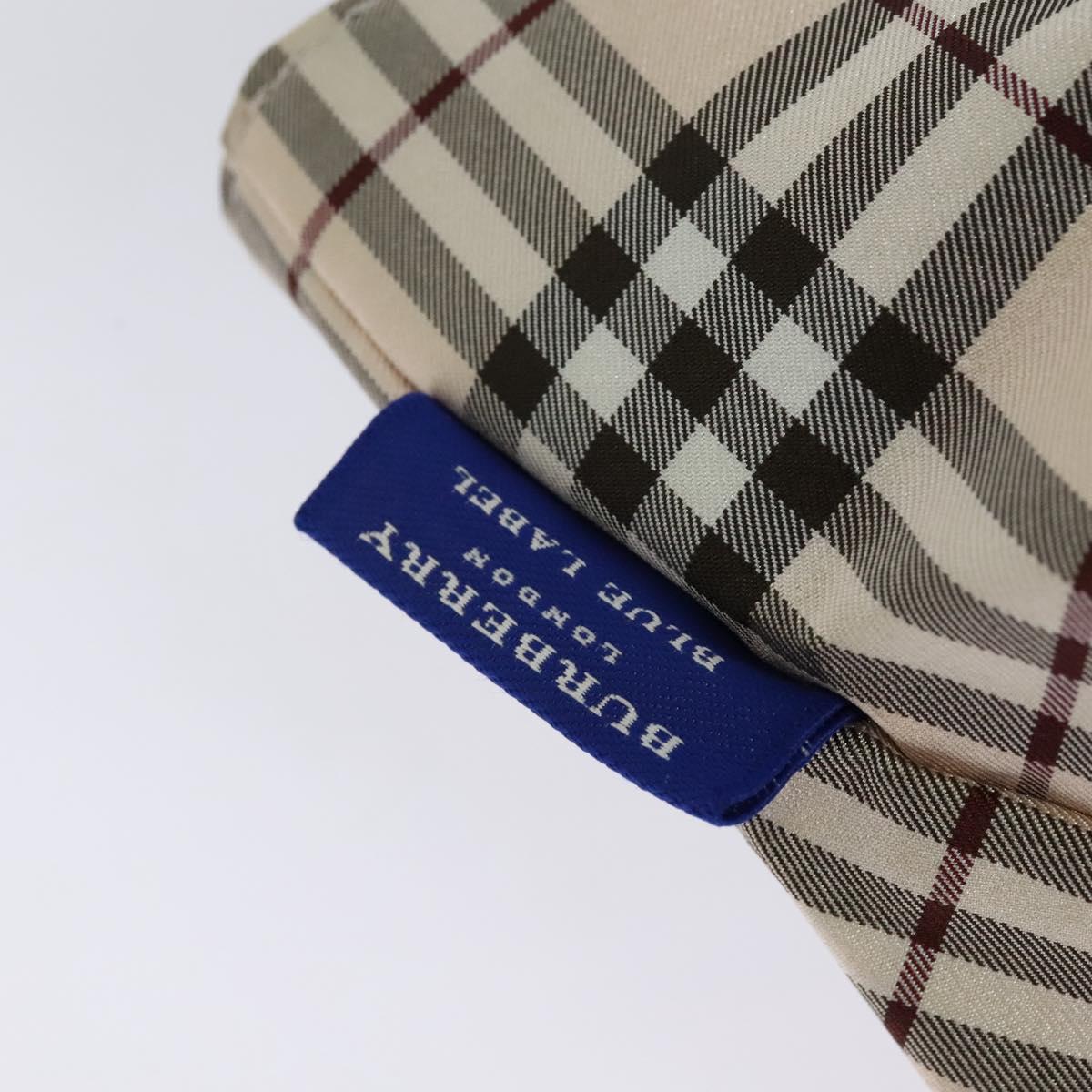 BURBERRY Nova Check Blue Label Tote Bag Nylon Beige Silver Auth kk461
