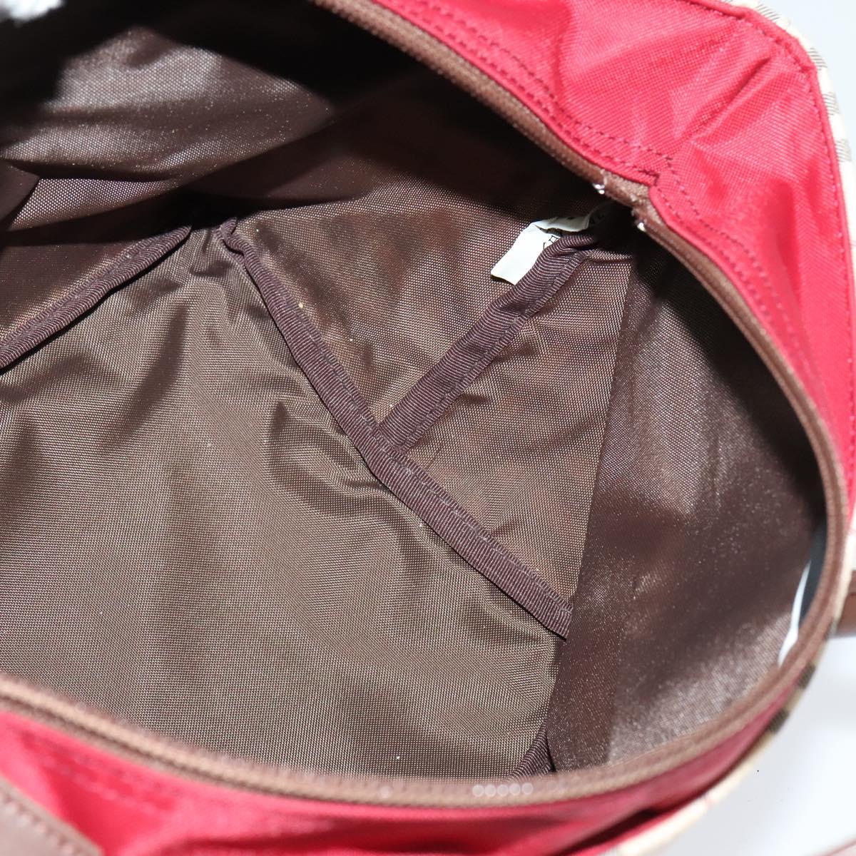 BURBERRY Nova Check Blue Label Tote Bag Nylon Beige Silver Auth kk461