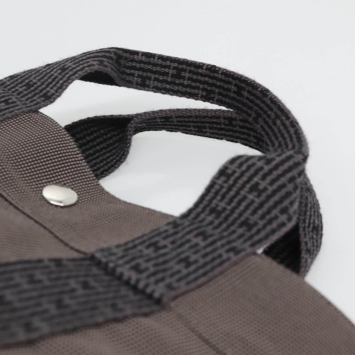 HERMES Her Line MM Hand Bag Canvas Gray Auth kk463