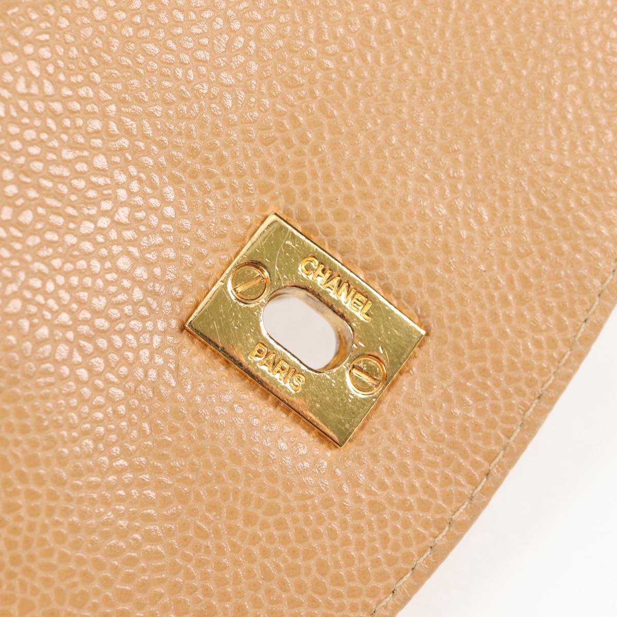 CHANEL Backpack Calf Skin Beige Gold CC Auth kk466A