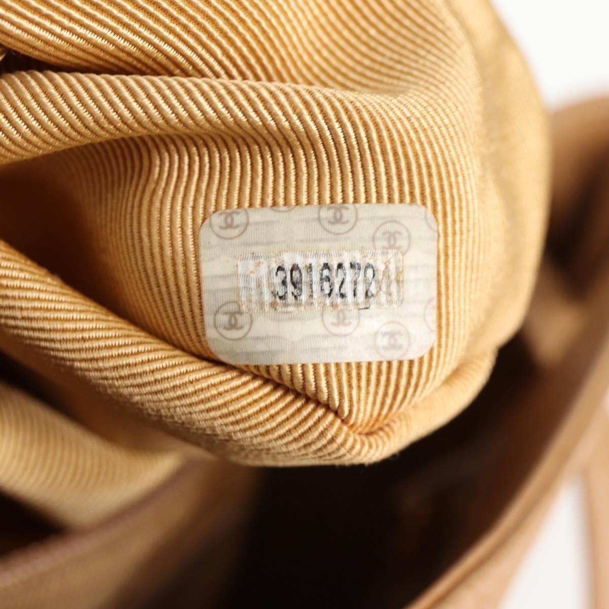 CHANEL Backpack Calf Skin Beige Gold CC Auth kk466A