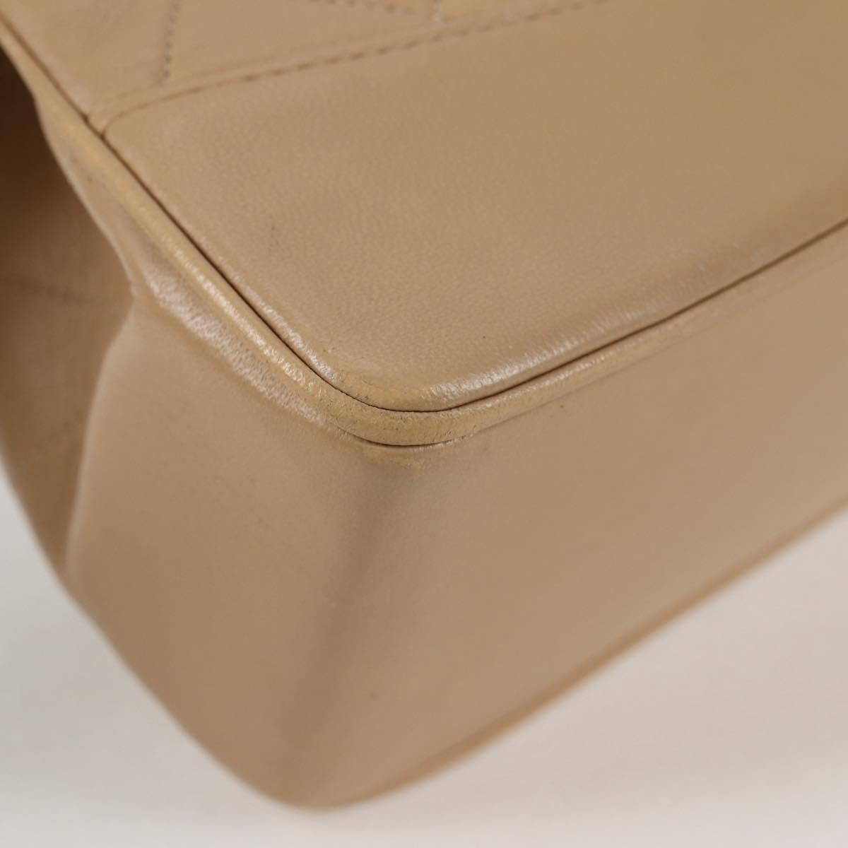 CHANEL Matelasse Chain Shoulder Bag Lamb Skin Beige Gold CC Auth kk467A