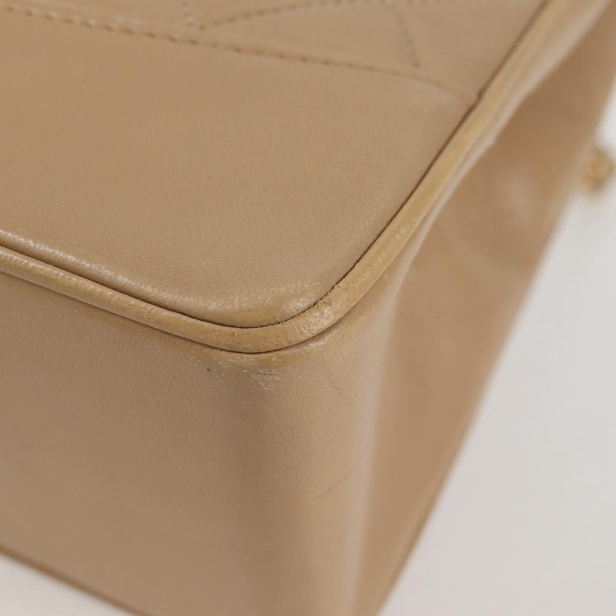 CHANEL Matelasse Chain Shoulder Bag Lamb Skin Beige Gold CC Auth kk467A