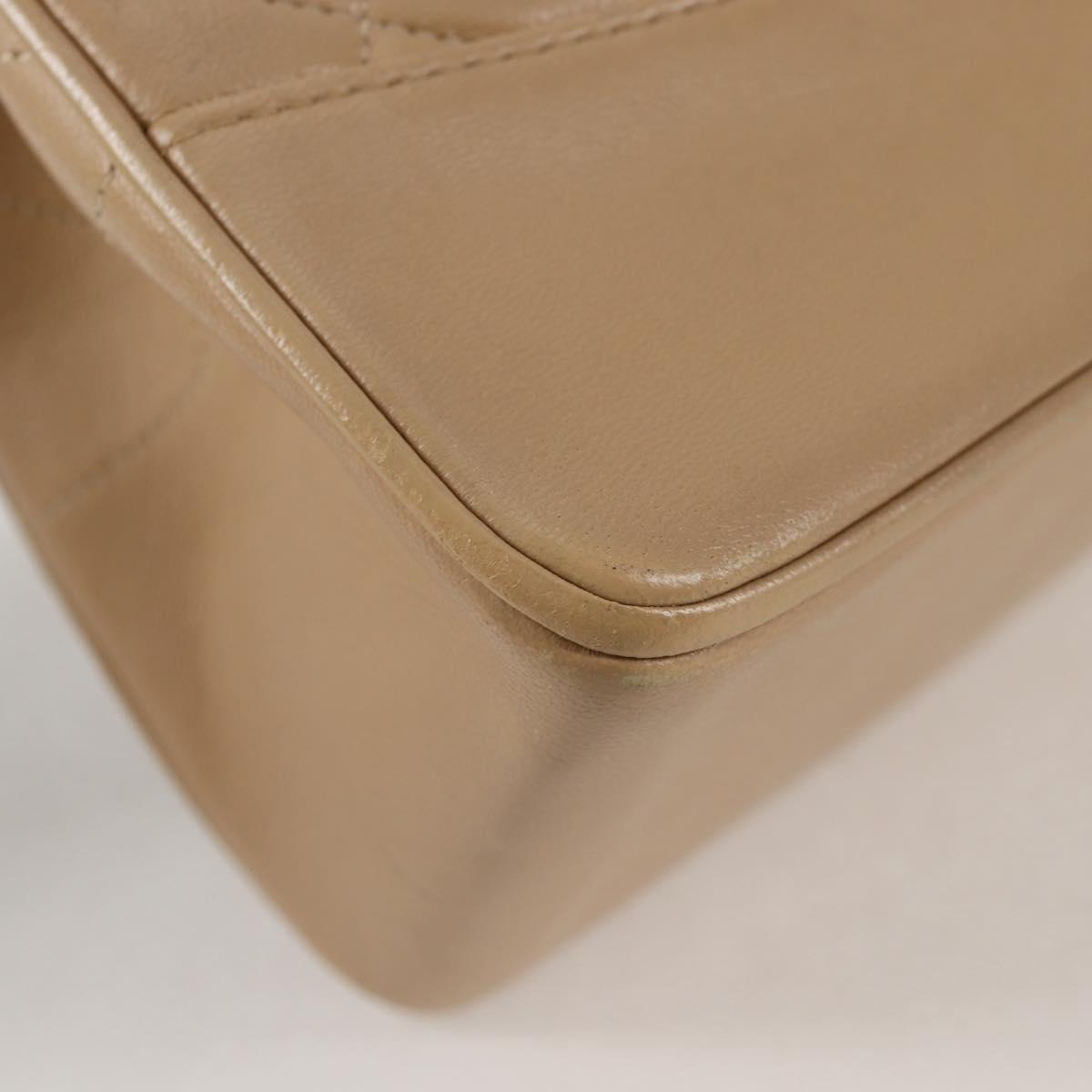 CHANEL Matelasse Chain Shoulder Bag Lamb Skin Beige Gold CC Auth kk467A