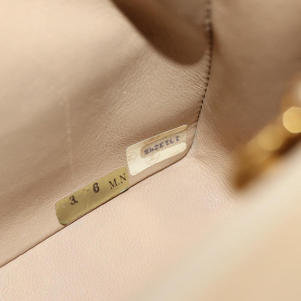 CHANEL Matelasse Chain Shoulder Bag Lamb Skin Beige Gold CC Auth kk467A