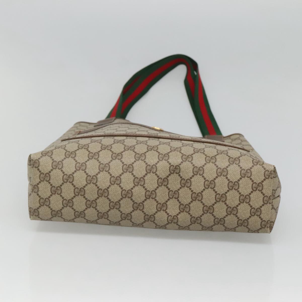 GUCCI GG Supreme Web Sherry Line Tote Bag PVC Leather Beige 89 02 003 Auth kk476