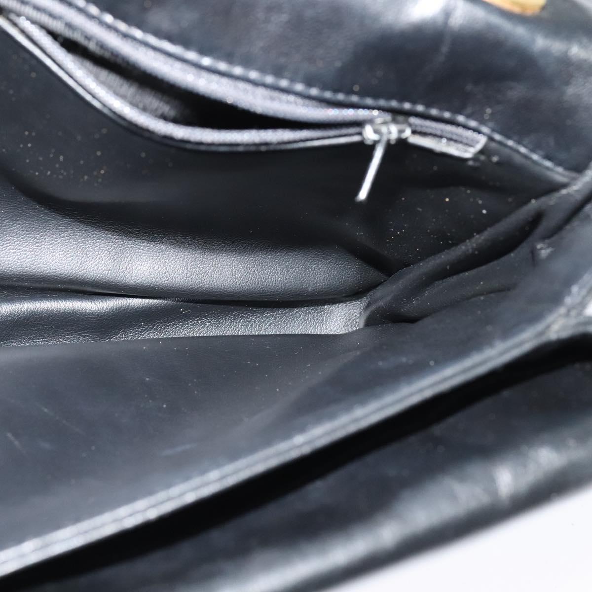 BALLY Quilted Chain Shoulder Bag Leather Black Gold Auth kk478