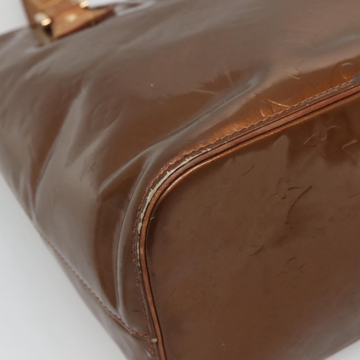 LOUIS VUITTON Monogram Vernis Houston Hand Bag Bronze M91122 LV Auth kk480