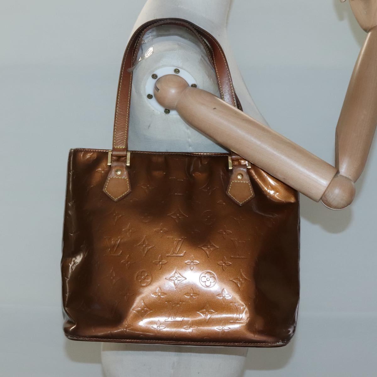 LOUIS VUITTON Monogram Vernis Houston Hand Bag Bronze M91122 LV Auth kk480