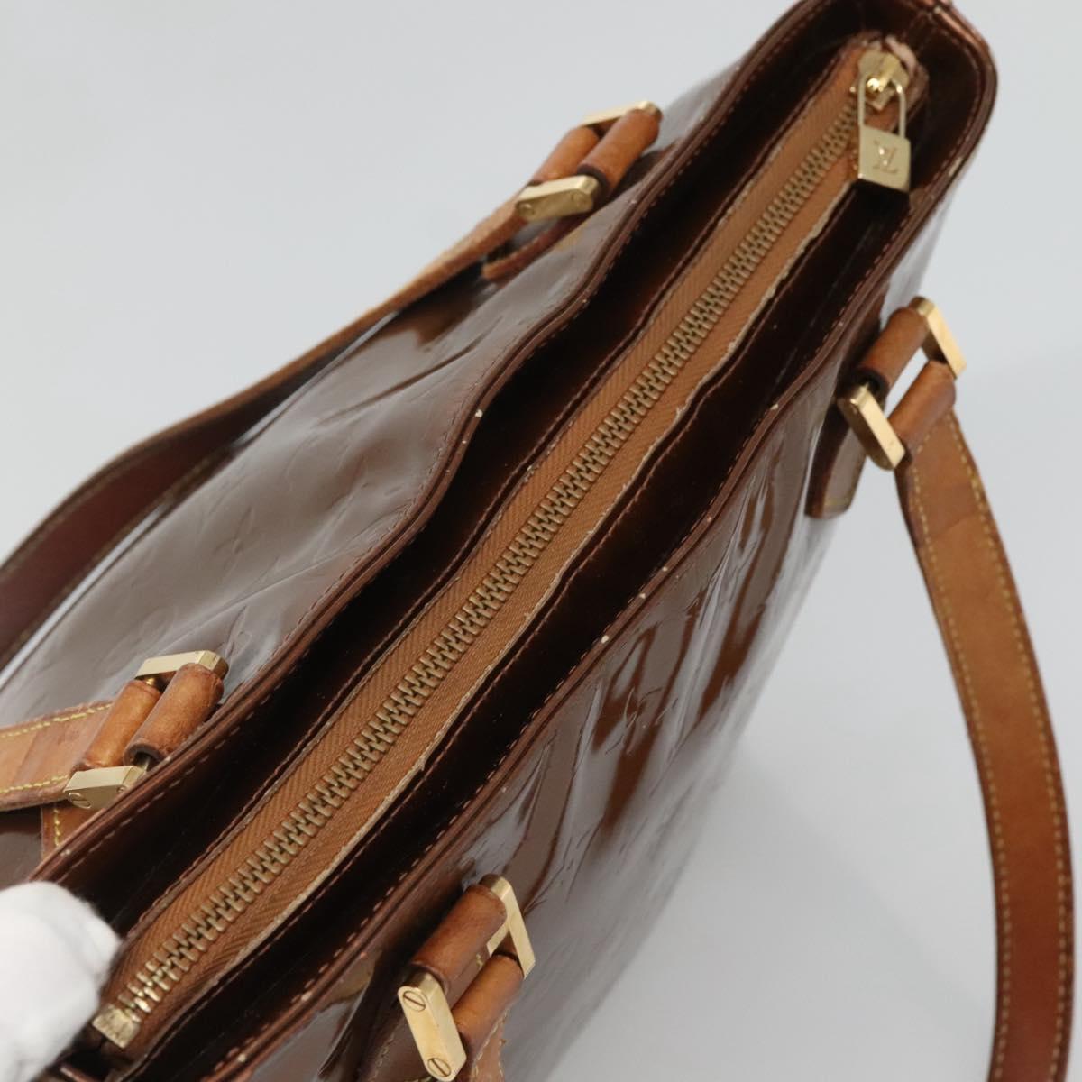 LOUIS VUITTON Monogram Vernis Houston Hand Bag Bronze M91122 LV Auth kk480