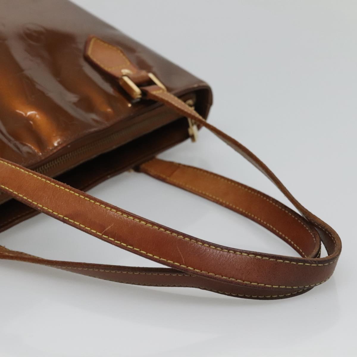 LOUIS VUITTON Monogram Vernis Houston Hand Bag Bronze M91122 LV Auth kk480