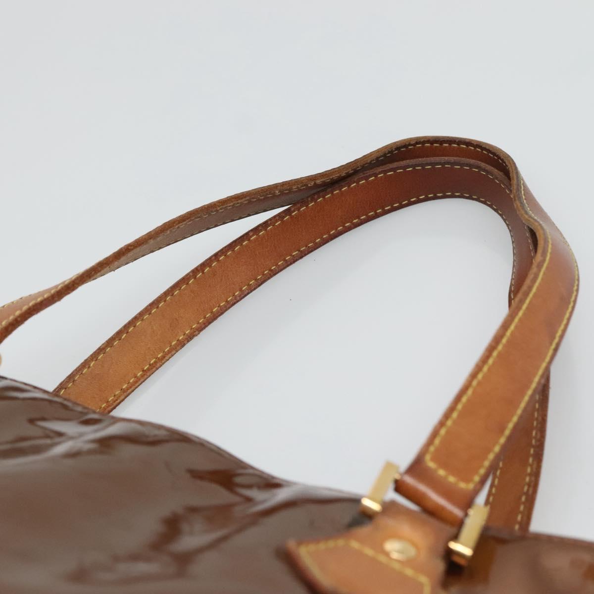 LOUIS VUITTON Monogram Vernis Houston Hand Bag Bronze M91122 LV Auth kk480