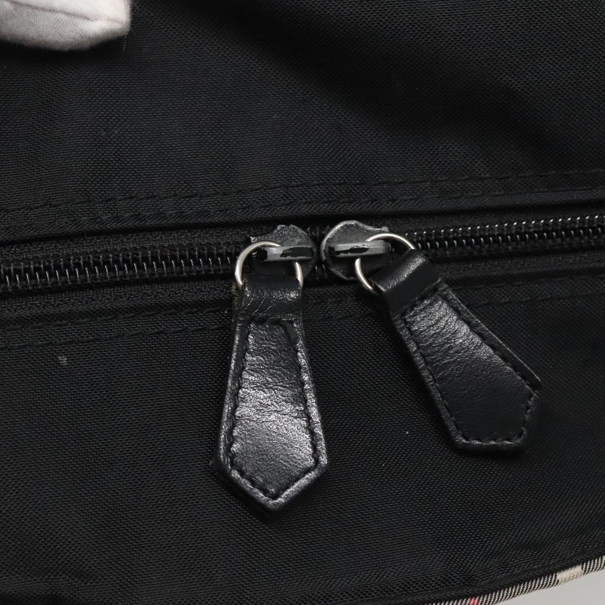 Burberrys Nova Check Hand Bag Nylon Black Silver Auth kk484