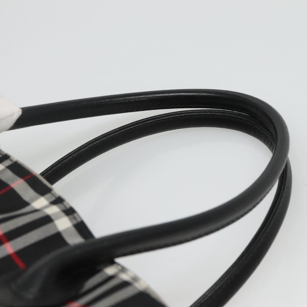 Burberrys Nova Check Hand Bag Nylon Black Silver Auth kk484