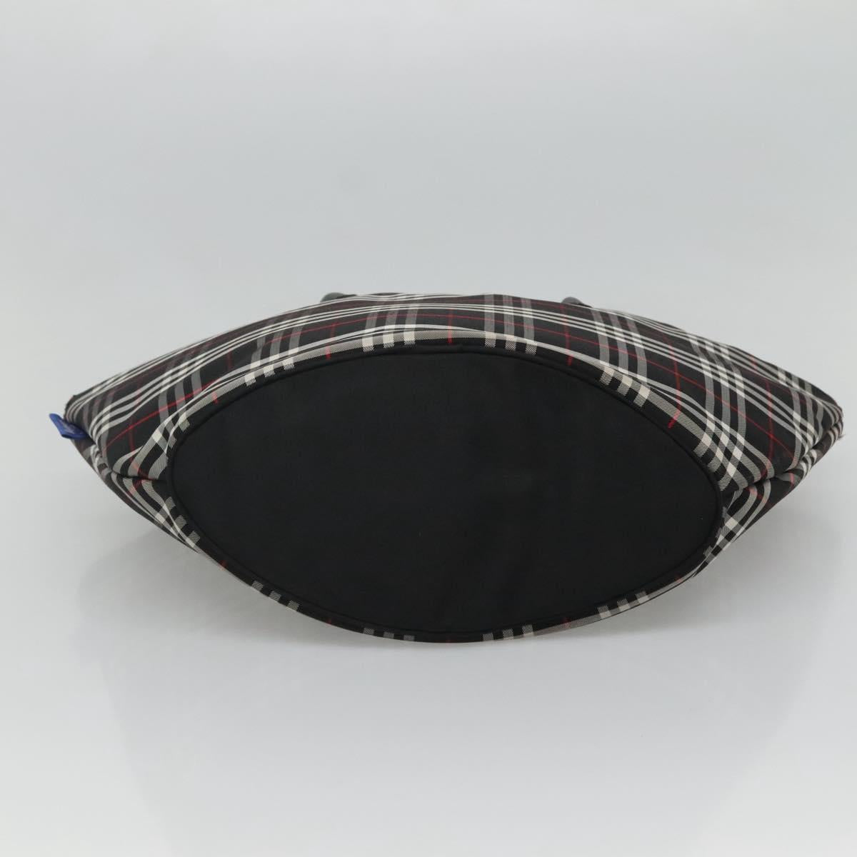 Burberrys Nova Check Hand Bag Nylon Black Silver Auth kk484