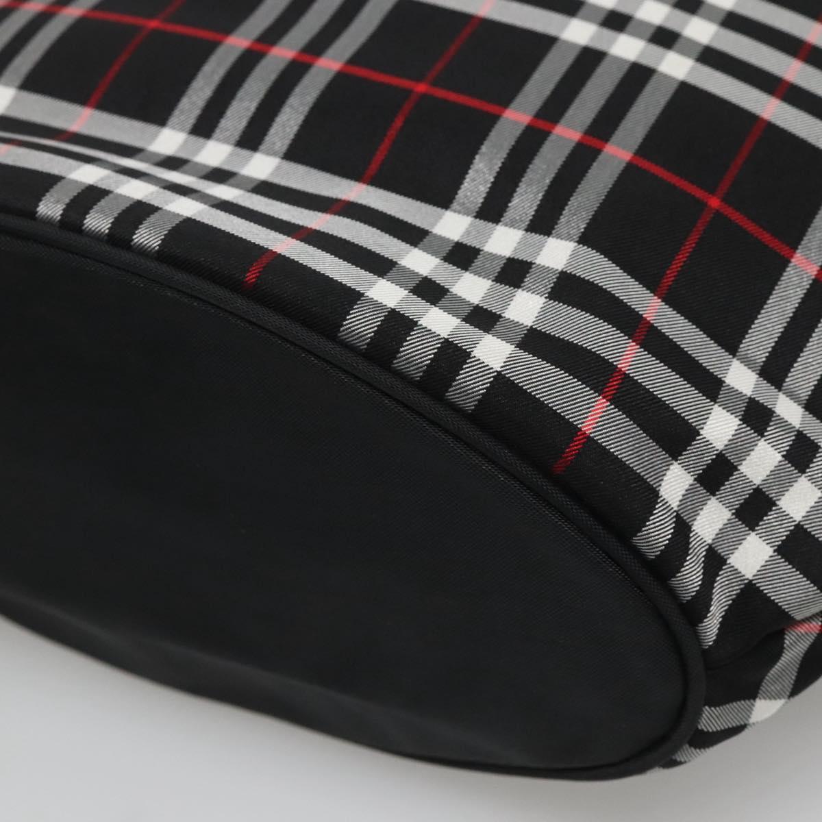 Burberrys Nova Check Blue Label Tote Bag Nylon Black Silver Auth kk486