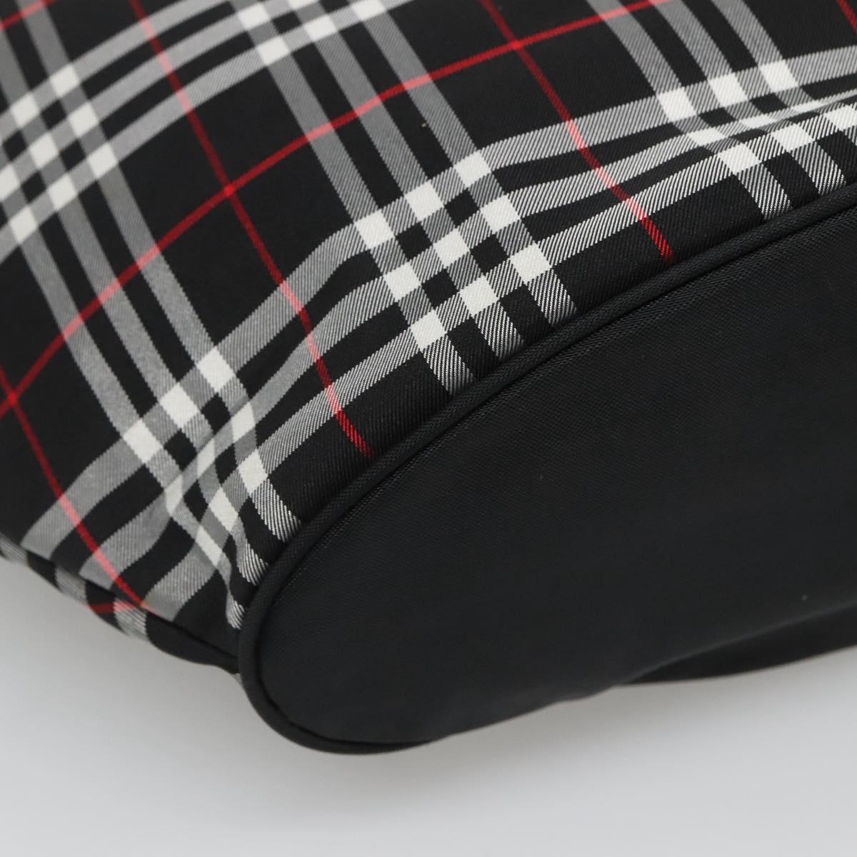 Burberrys Nova Check Blue Label Tote Bag Nylon Black Silver Auth kk486