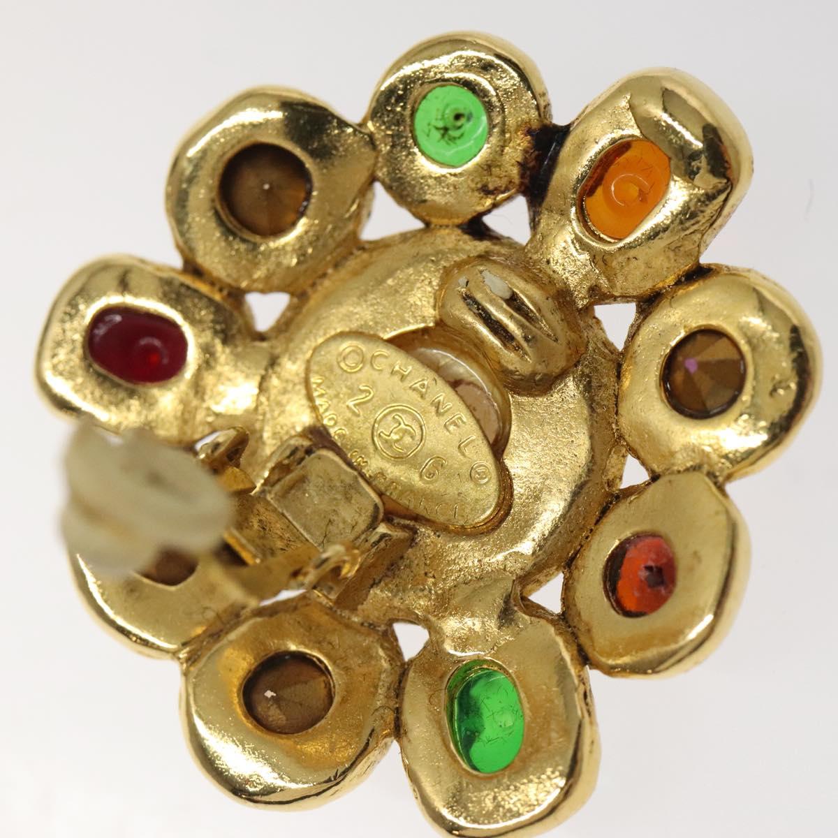 CHANEL Gripoa Earring metal Gold CC Auth kk494