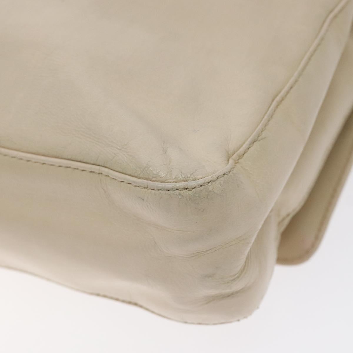 PRADA Shoulder Bag Leather Beige Auth kk506