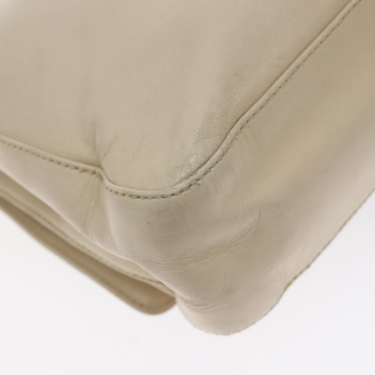 PRADA Shoulder Bag Leather Beige Auth kk506