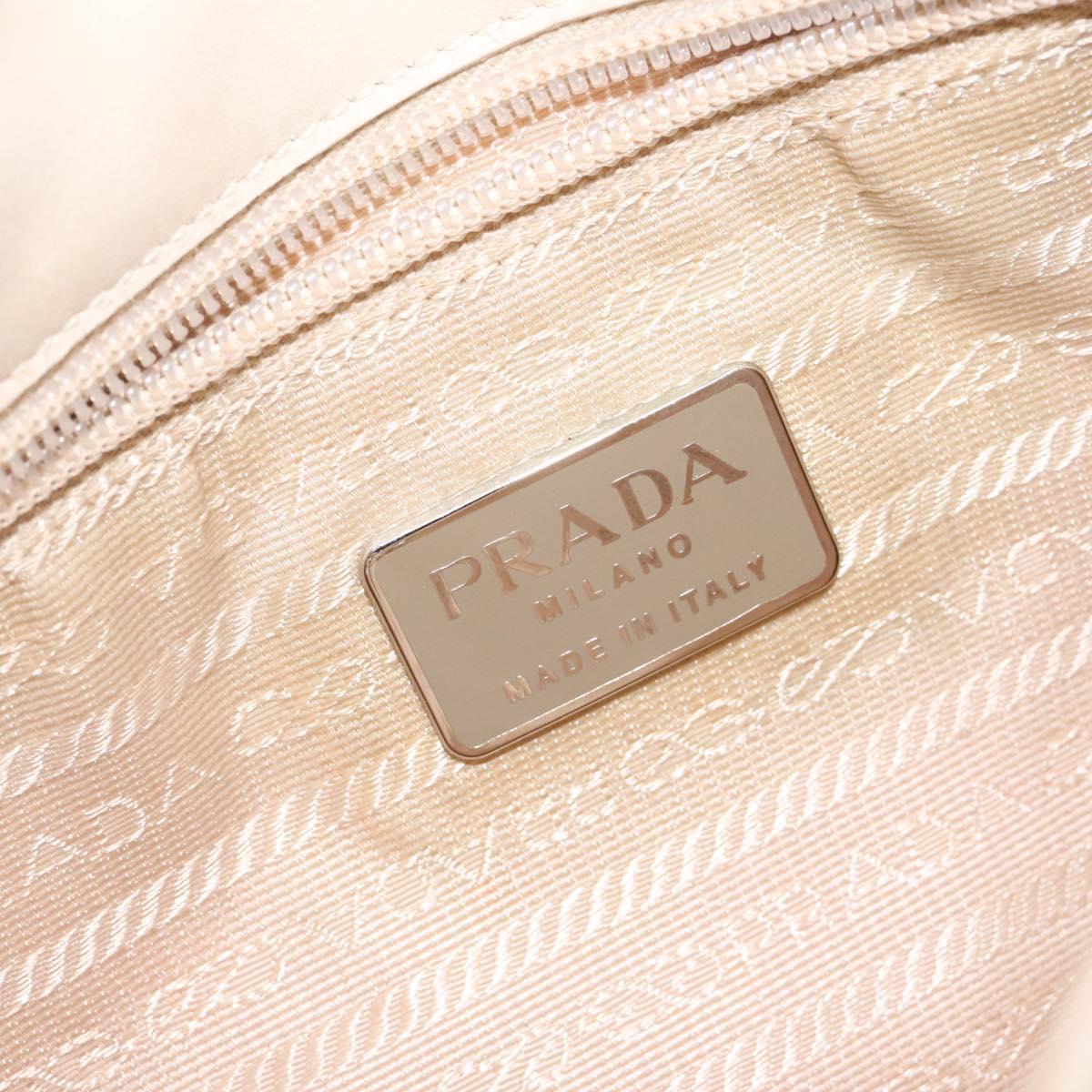 PRADA Shoulder Bag Leather Beige Auth kk506
