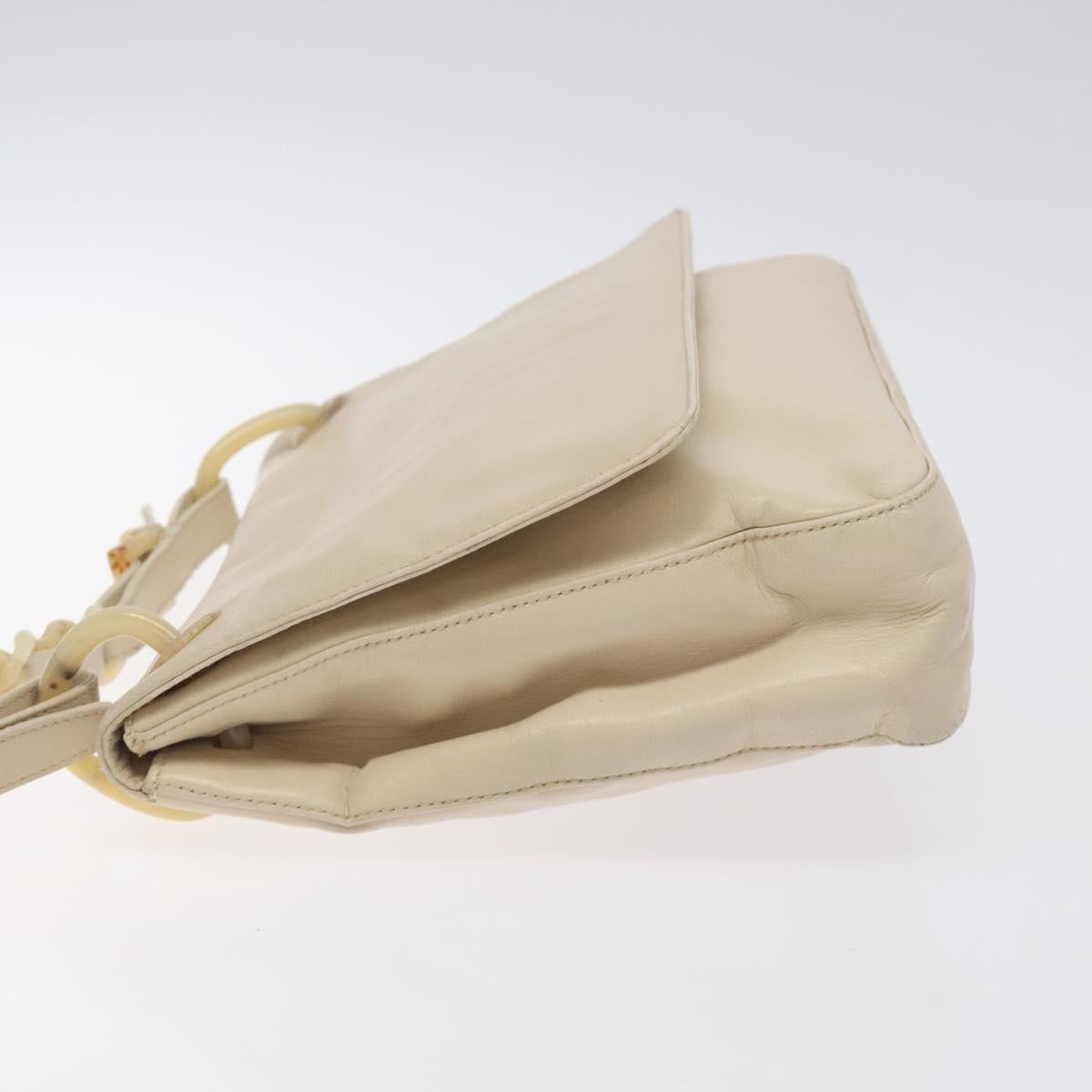 PRADA Shoulder Bag Leather Beige Auth kk506