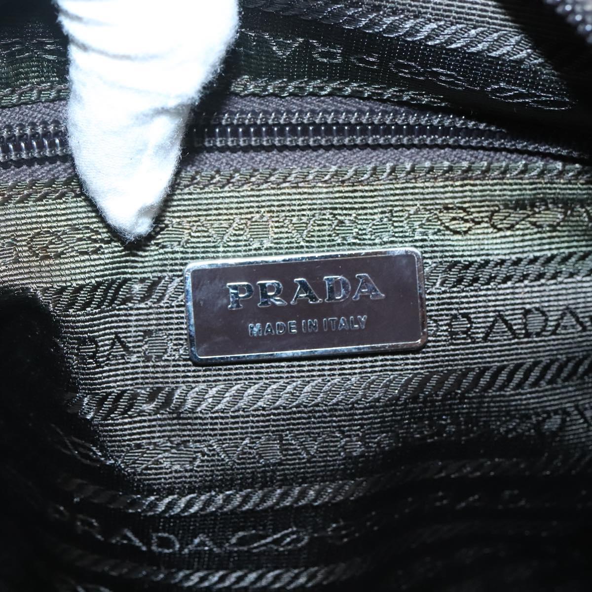 PRADA Shoulder Bag Nylon Khaki Silver Auth kk507