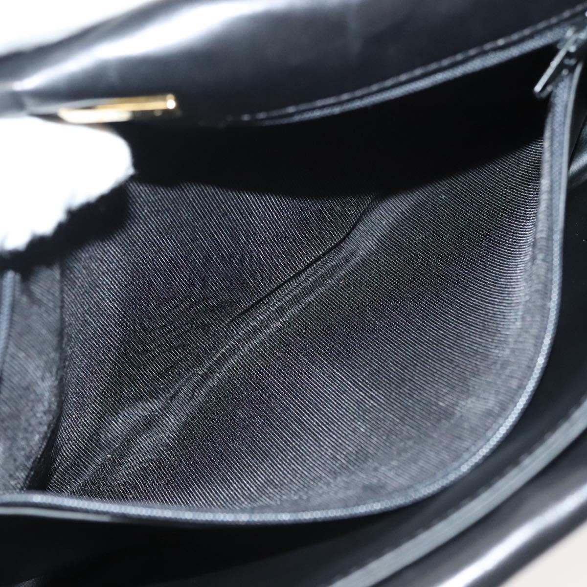 BALLY Chain Shoulder Bag Leather Black Gold Auth kk524