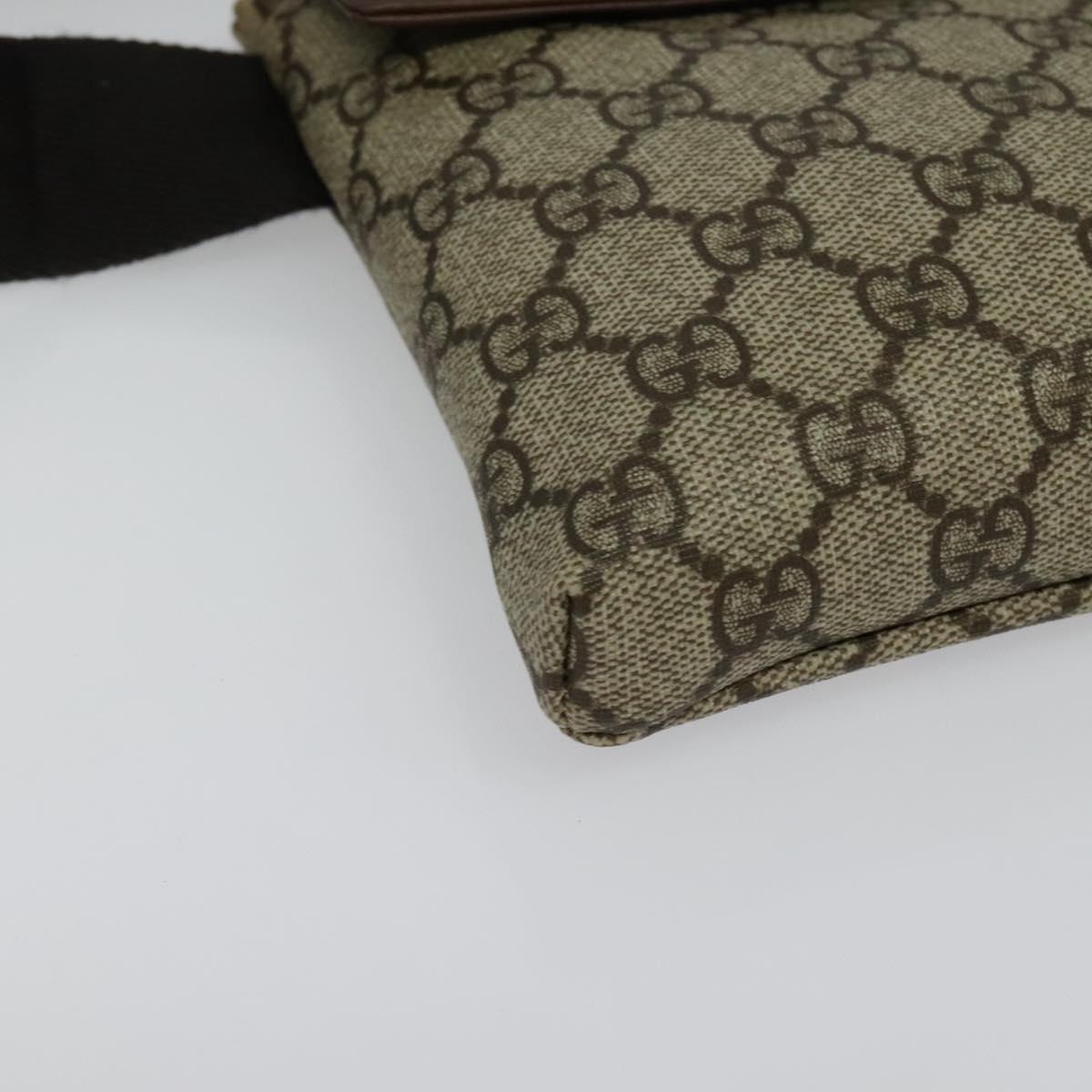 GUCCI GG Supreme Waist bag PVC Beige Silver 28566 Auth kk532