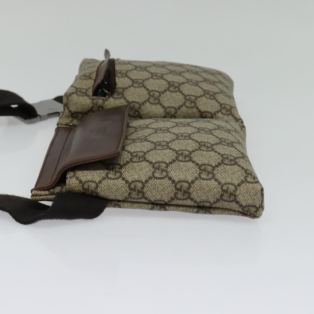 GUCCI GG Supreme Waist bag PVC Beige Silver 28566 Auth kk532