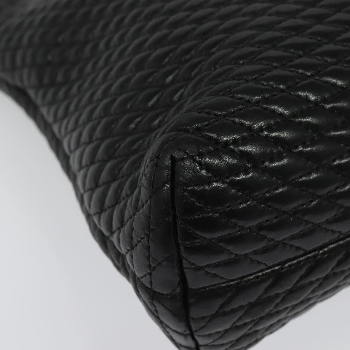 BALLY Chain Shoulder Bag Leather Black Gold Auth kk542