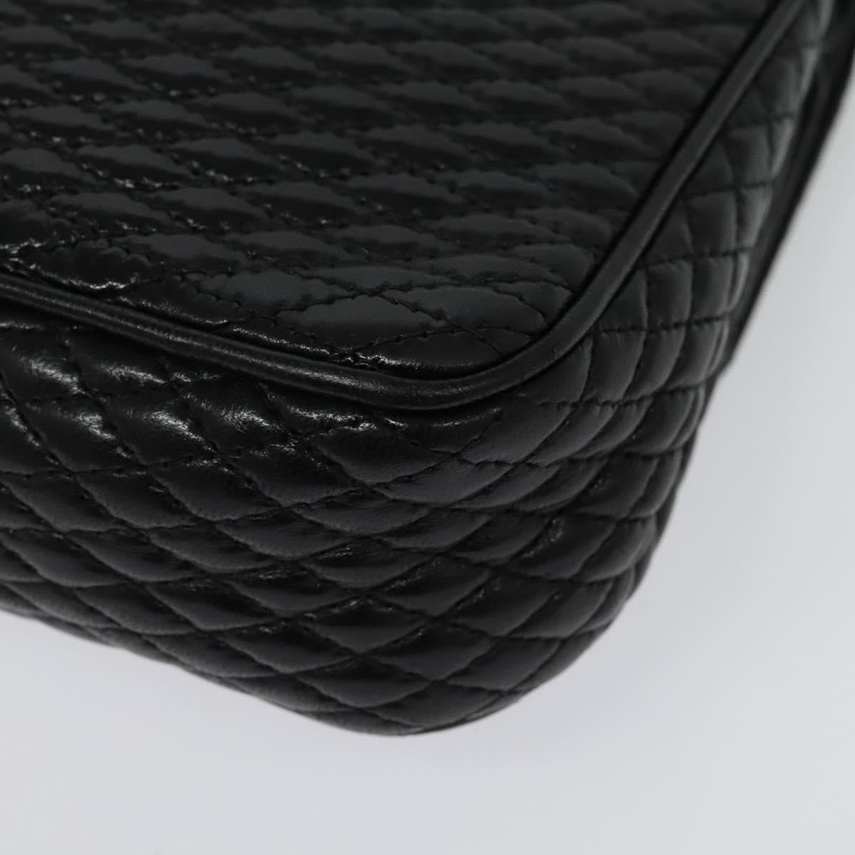 BALLY Chain Shoulder Bag Leather Black Gold Auth kk543