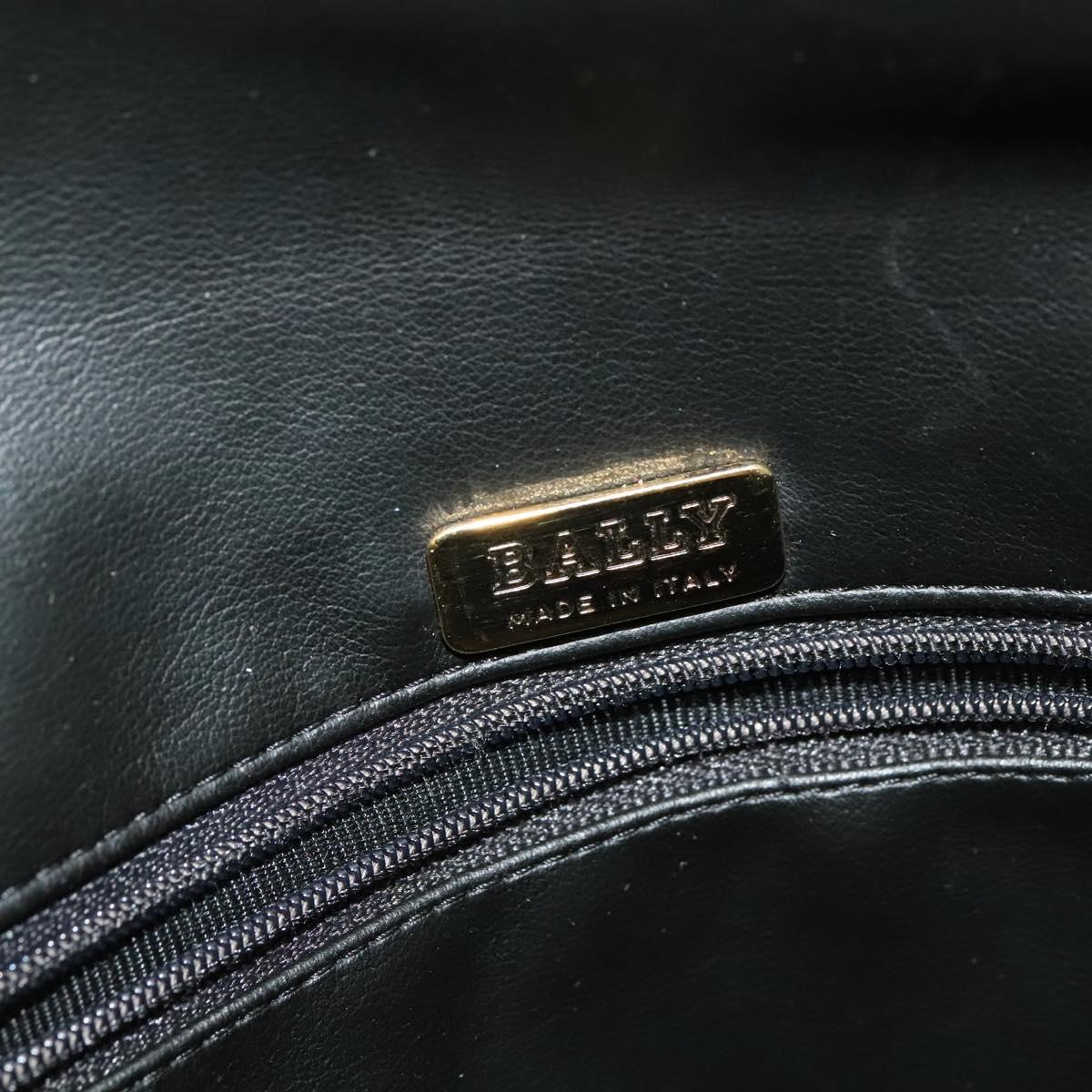 BALLY Chain Shoulder Bag Leather Black Gold Auth kk543