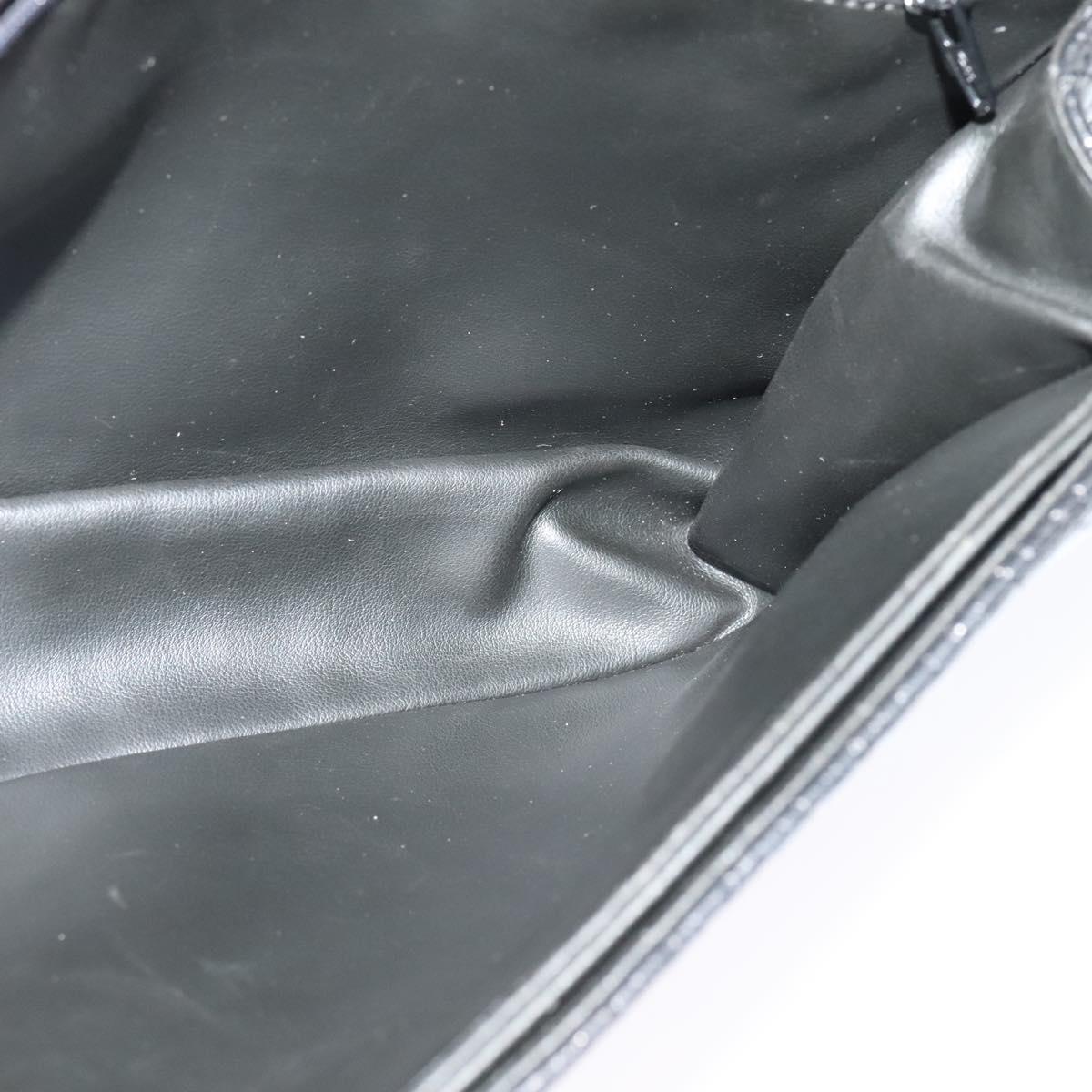 BALLY Chain Shoulder Bag Leather Black Gold Auth kk543