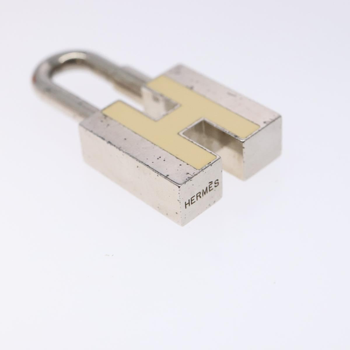 HERMES H Logo Cadena Charm metal Silver Auth kk547
