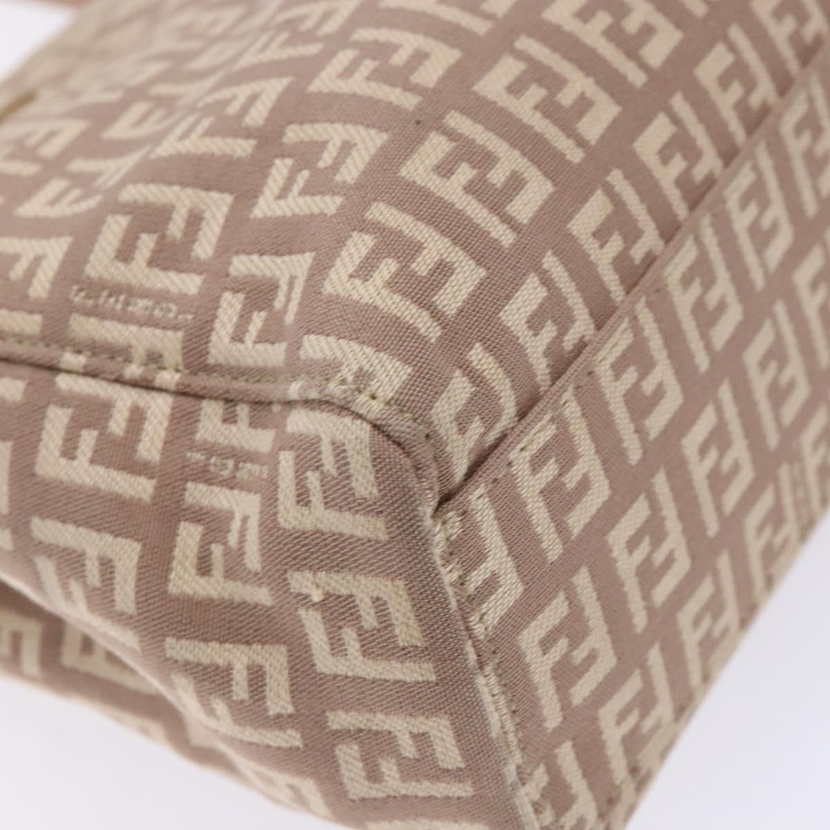 FENDI Zucchino Canvas Hand Bag Beige Gold Auth kk549