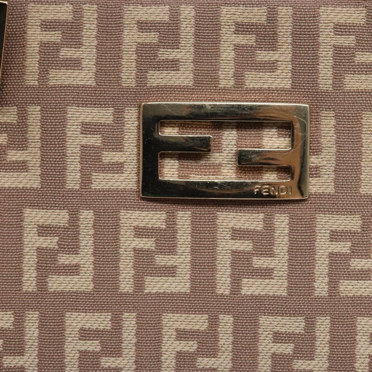 FENDI Zucchino Canvas Hand Bag Beige Gold Auth kk549