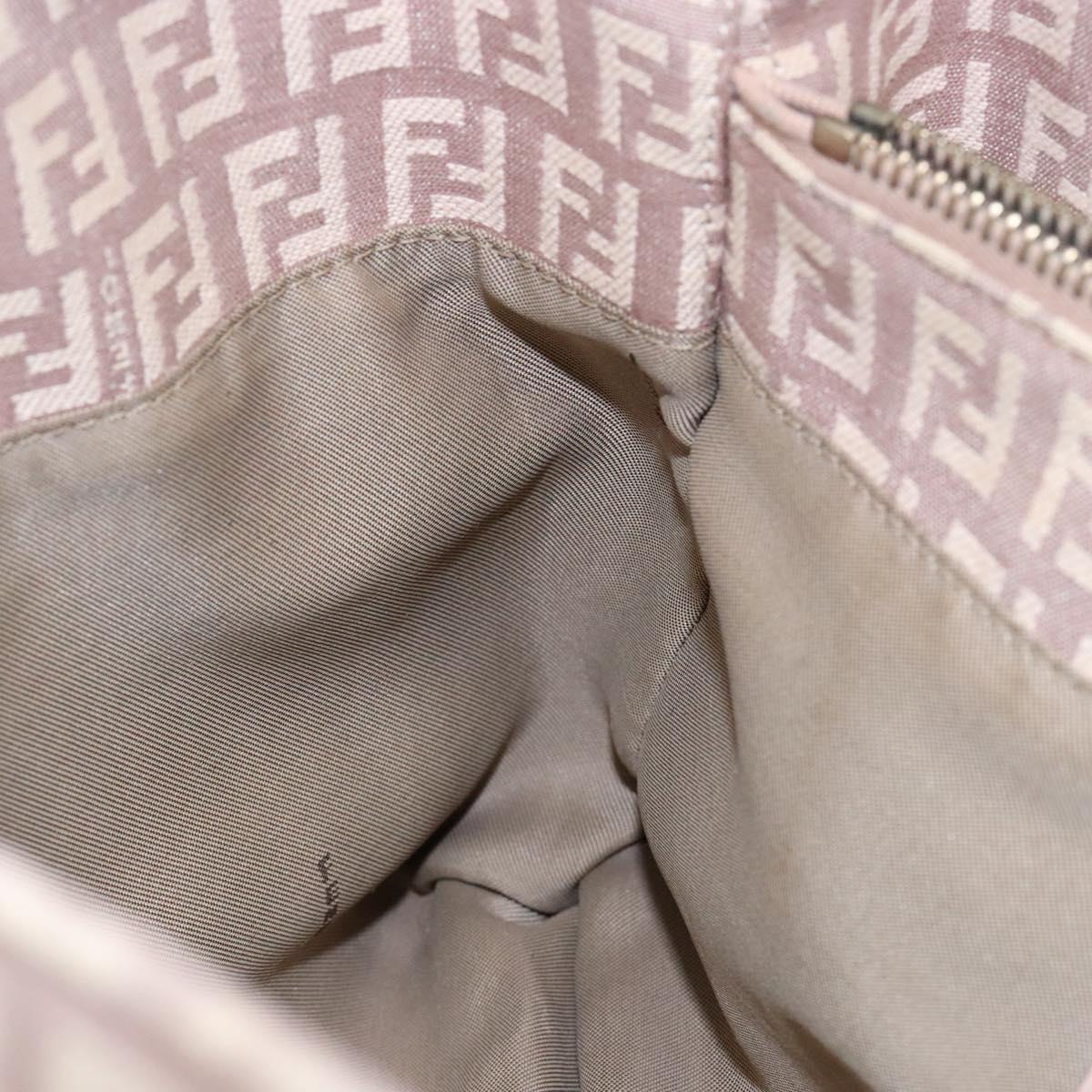 FENDI Zucchino Canvas Hand Bag Beige Gold Auth kk549